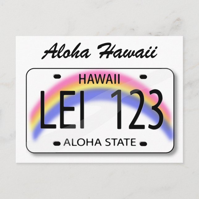 Carte postale de plaque d'immatriculation Aloha Ha (Devant)