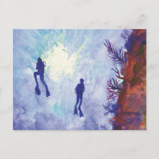 Carte postale de plongeur autonome