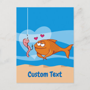Carte postale de poissons et d'appâts amoureux