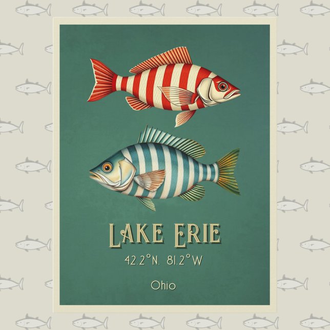Carte postale de poissons striés de l'Ohio du lac  (Créateur téléchargé)