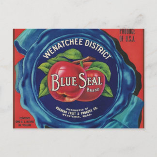 carte postale de pommes de phoque bleu