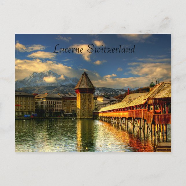 Carte postale de pont de chapelle de la Suisse de (Devant)