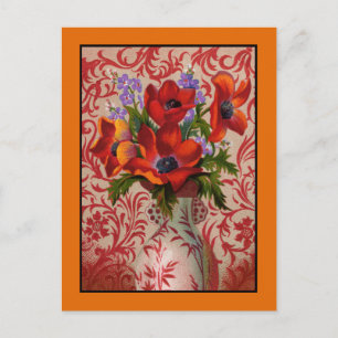 Carte postale de Poppies avec une frontière orange