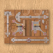 Carte postale de porte de chambre verrouillée