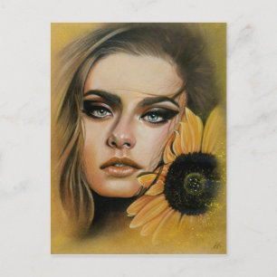 Carte postale de portrait de beauté estivale