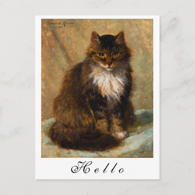 Carte postale de portrait de chat Maine Coon vinta (Devant)