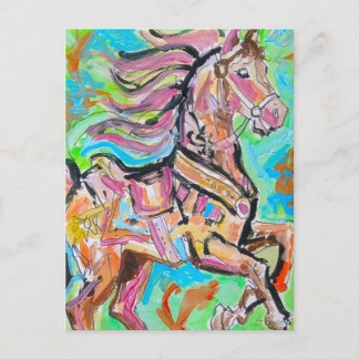 Carte postale de portrait de cheval abstrait color