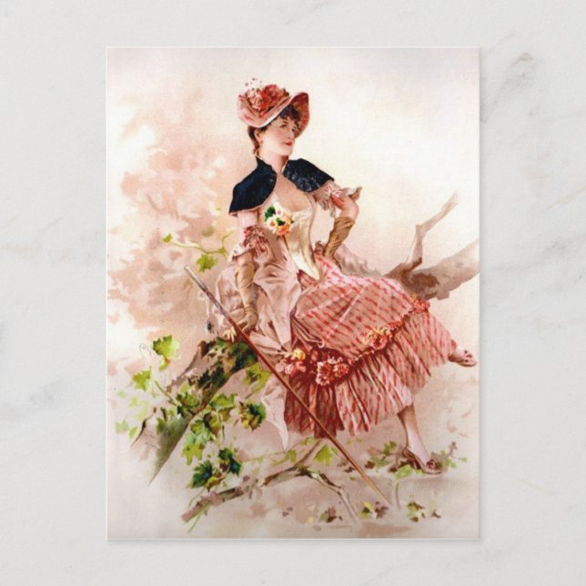 Carte postale de portrait de dame vintage (Devant)