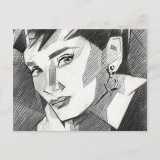 Carte postale de portrait inspirée d'Audrey Hepbur