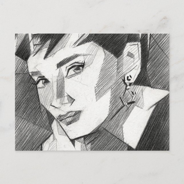 Carte postale de portrait inspirée d'Audrey Hepbur (Devant)