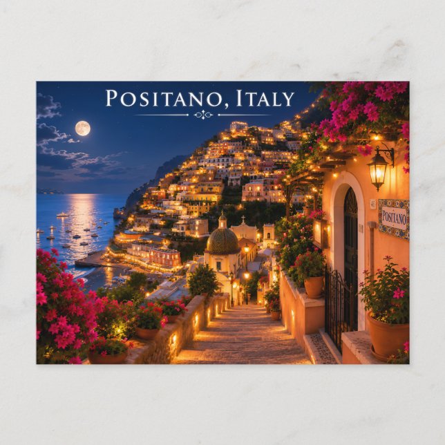 Carte postale de Positano Italie nuit (Devant)