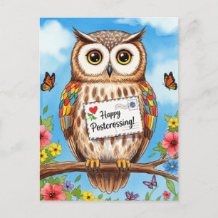 Carte postale de poste de la Chouette de courrier 