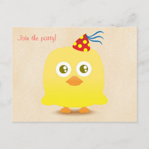 Carte postale de poulet mignon avec chapeau de fêt