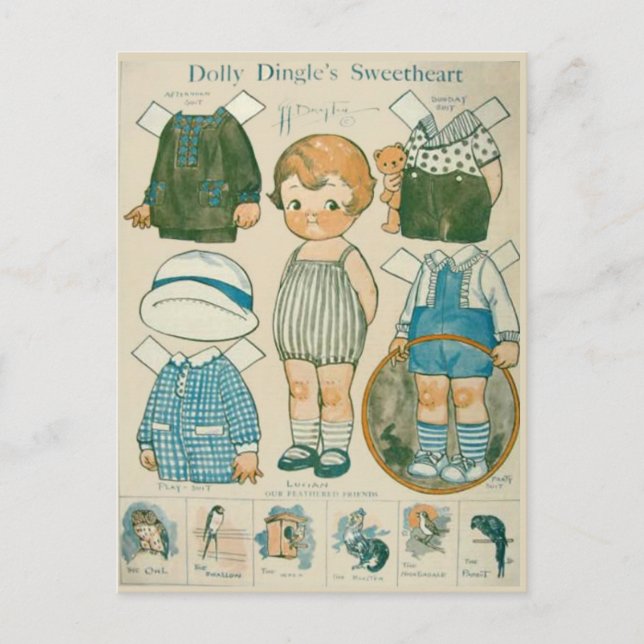 Carte postale de poupée en papier Dolly Dingle ché (Devant)