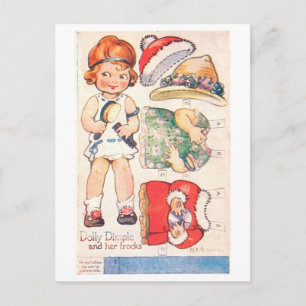 Carte postale de poupée en papier vintage -- Dolly