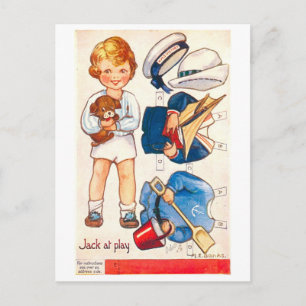 Carte postale de poupée en papier vintage -- Jack