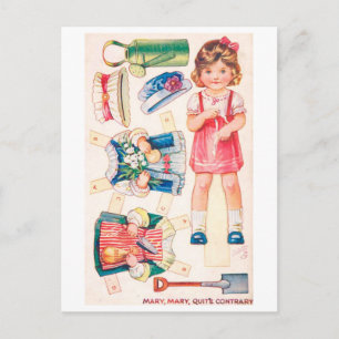 Carte postale de poupée en papier vintage - Marie
