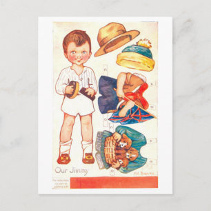 Carte postale de poupée en papier vintage - Notre