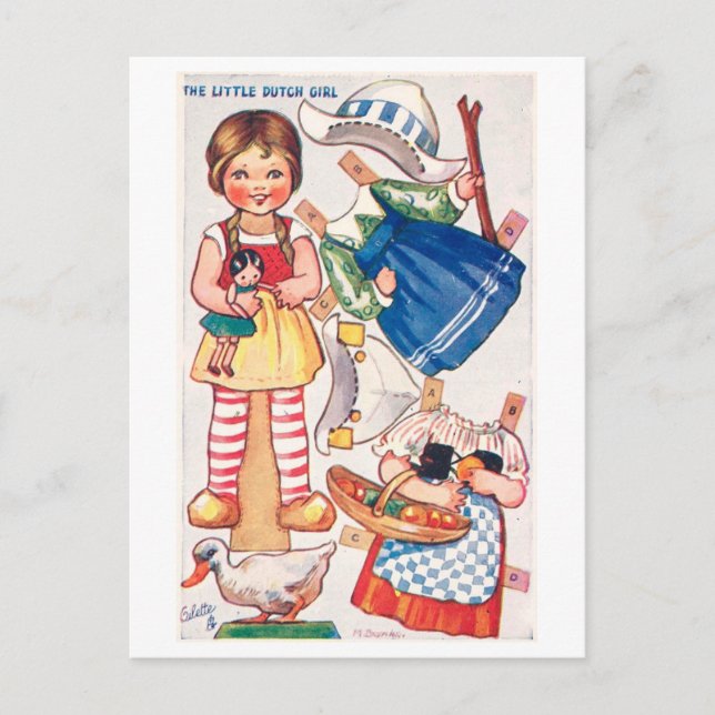 Carte postale de poupée en papier vintage -- Petit (Devant)