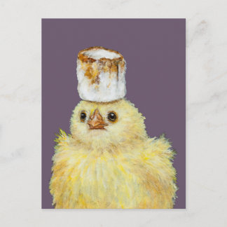 Carte postale de poussin en guimauve