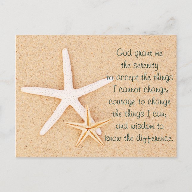 Carte postale de prière de sérénité Starfish (Devant)