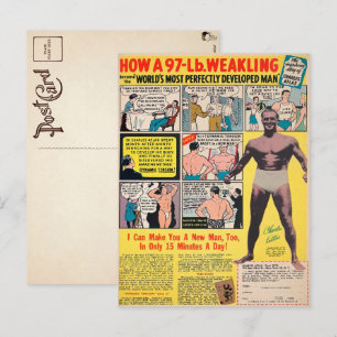 Carte postale de publicité de bande dessinée muscu