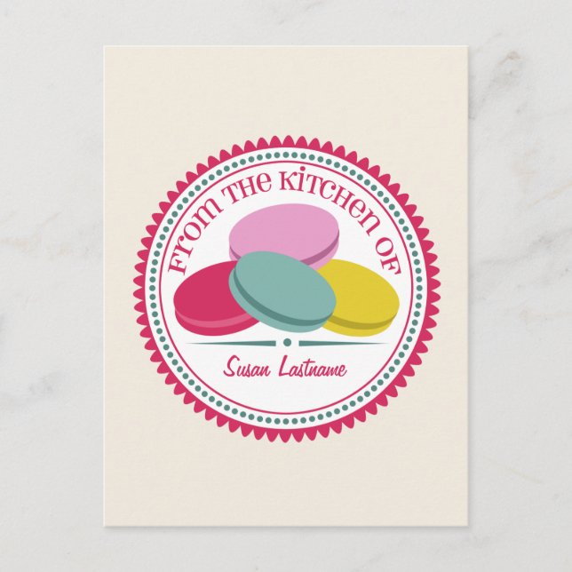 Carte postale de quatre Macarons français Recette (Devant)