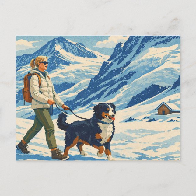 Carte postale de randonnée en montagne alpine vint (Devant)