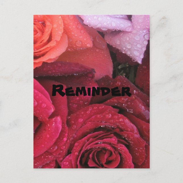Carte postale de rappel élégant roses (Devant)
