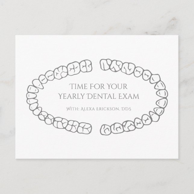 Carte postale de rappel pour un examen dentaire (Devant)