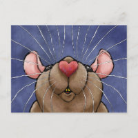 Carte postale de rat au cœur mignon
