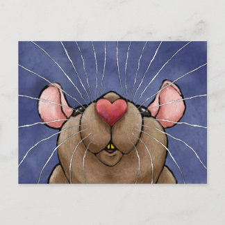Carte postale de rat au cœur mignon