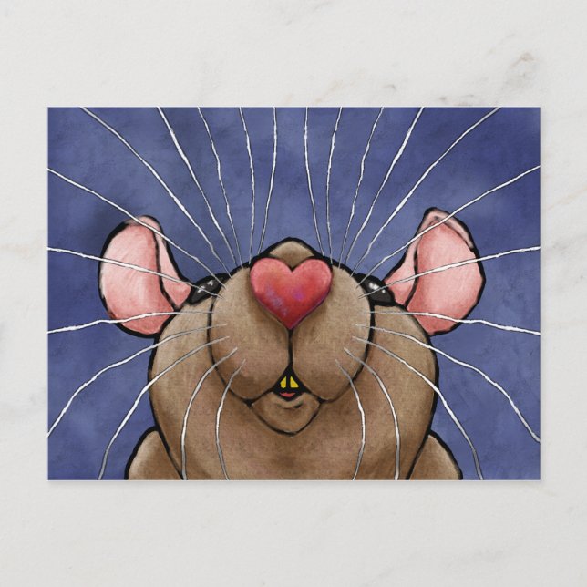 Carte postale de rat au cœur mignon (Devant)