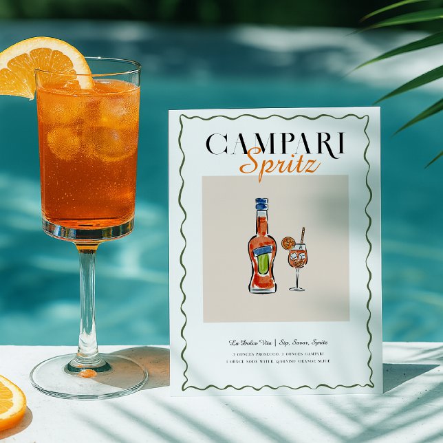 Carte postale de recette de cocktail Campari Sprit (Créateur téléchargé)