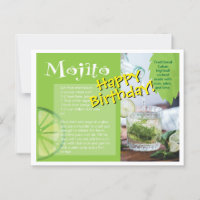 Carte postale de recette de cocktail Mojito pour a