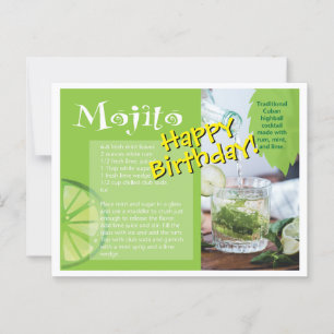 Carte postale de recette de cocktail Mojito pour a