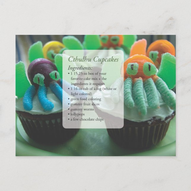 Carte postale de recette de cupcakes Cthulhu (Devant)