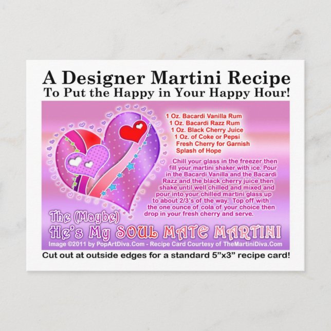 Carte postale de recette de Martini Saint-Valentin (Devant)