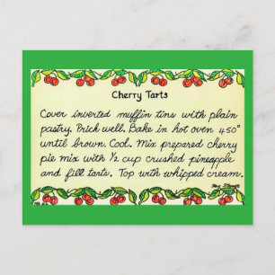 Carte postale de recette de tartelettes aux cerise