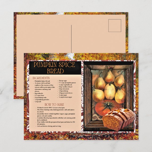 Carte postale de recette de vacances de pain d'épi (Devant / Derrière)