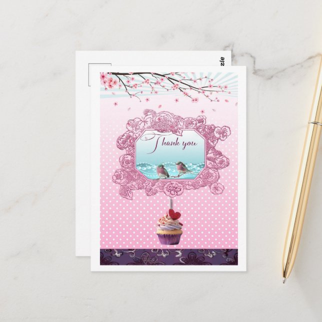 Carte postale de remerciement (Devant/Arrière en situation)