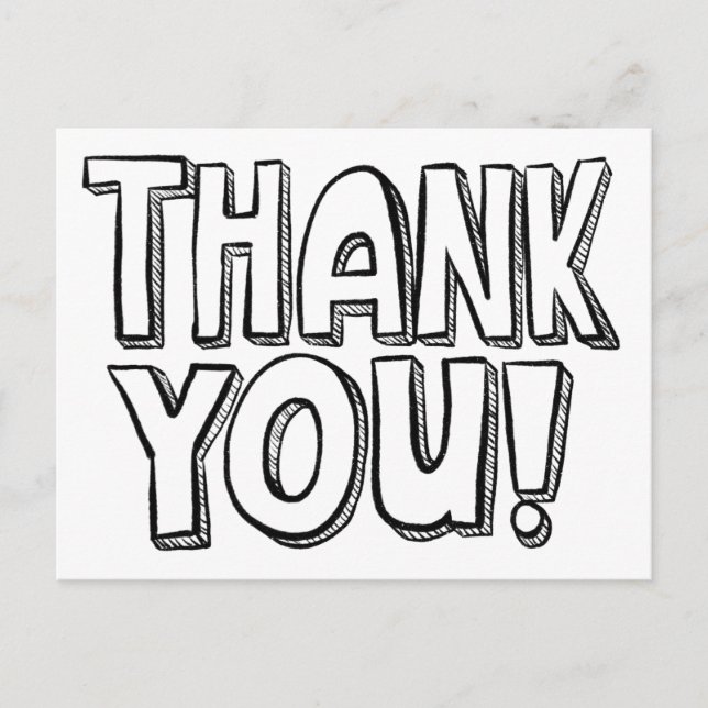 Carte postale de remerciement à colorier avec des  (Devant)