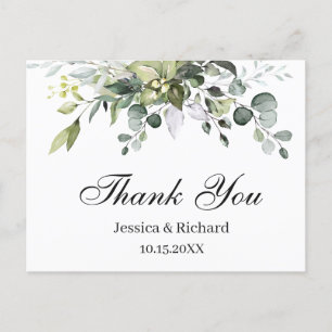 Carte postale de remerciement à l'aquarelle d'euca