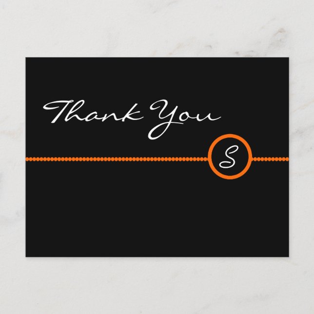 Carte postale de remerciement à monogramme (Devant)