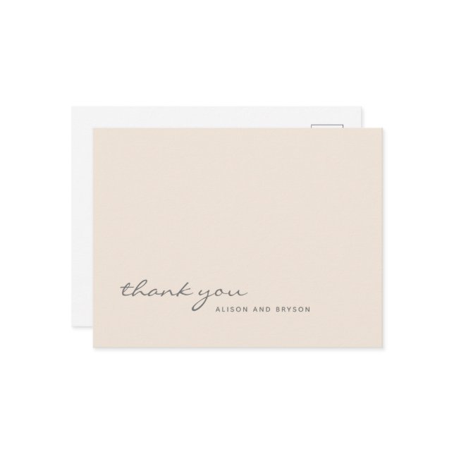 Carte postale de remerciement à motif couleur pêch (Devant/Arrière en situation)