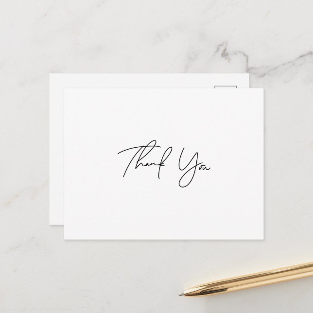 Carte postale de remerciement à texte simple (Devant/Arrière en situation)