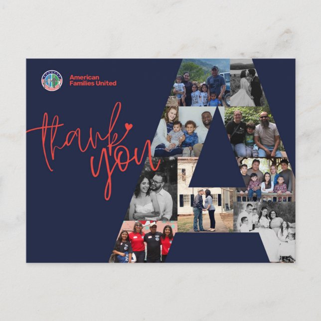 Carte postale de remerciement American Families Un (Devant)