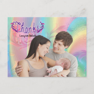 Carte postale de remerciement avec photo de bébé f