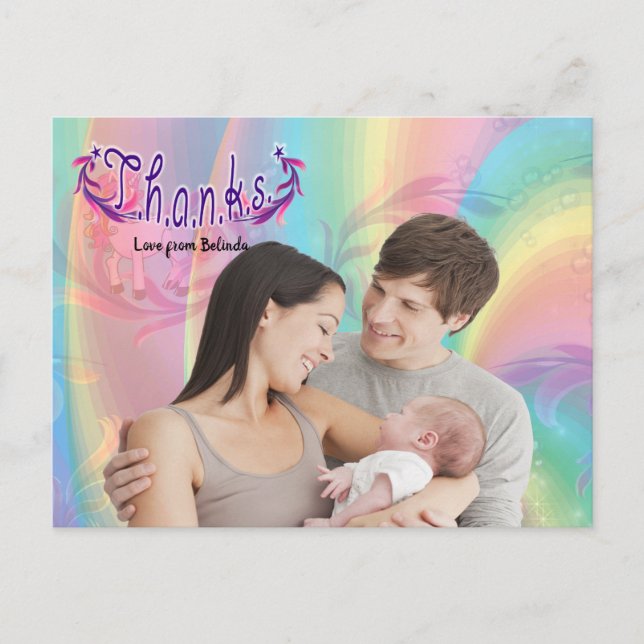 Carte postale de remerciement avec photo pour bébé (Devant)