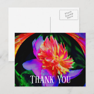 Carte postale de remerciement avec une pivoine abs